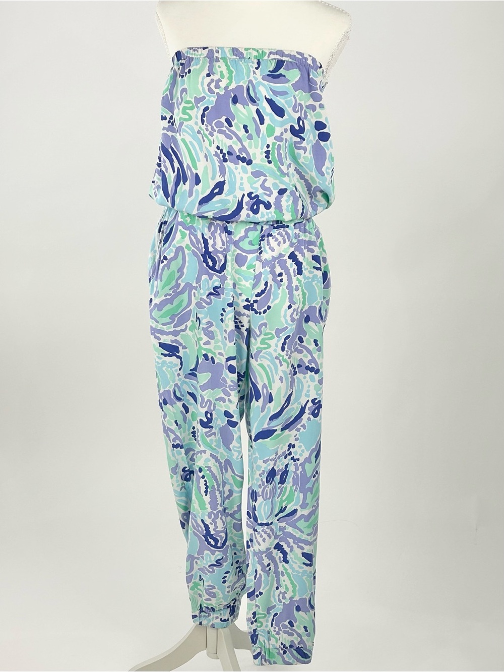 Lilly Pulitzer Emiko Strapless Jumpsuit M Lilly’s Lilac Nice Ink Resort